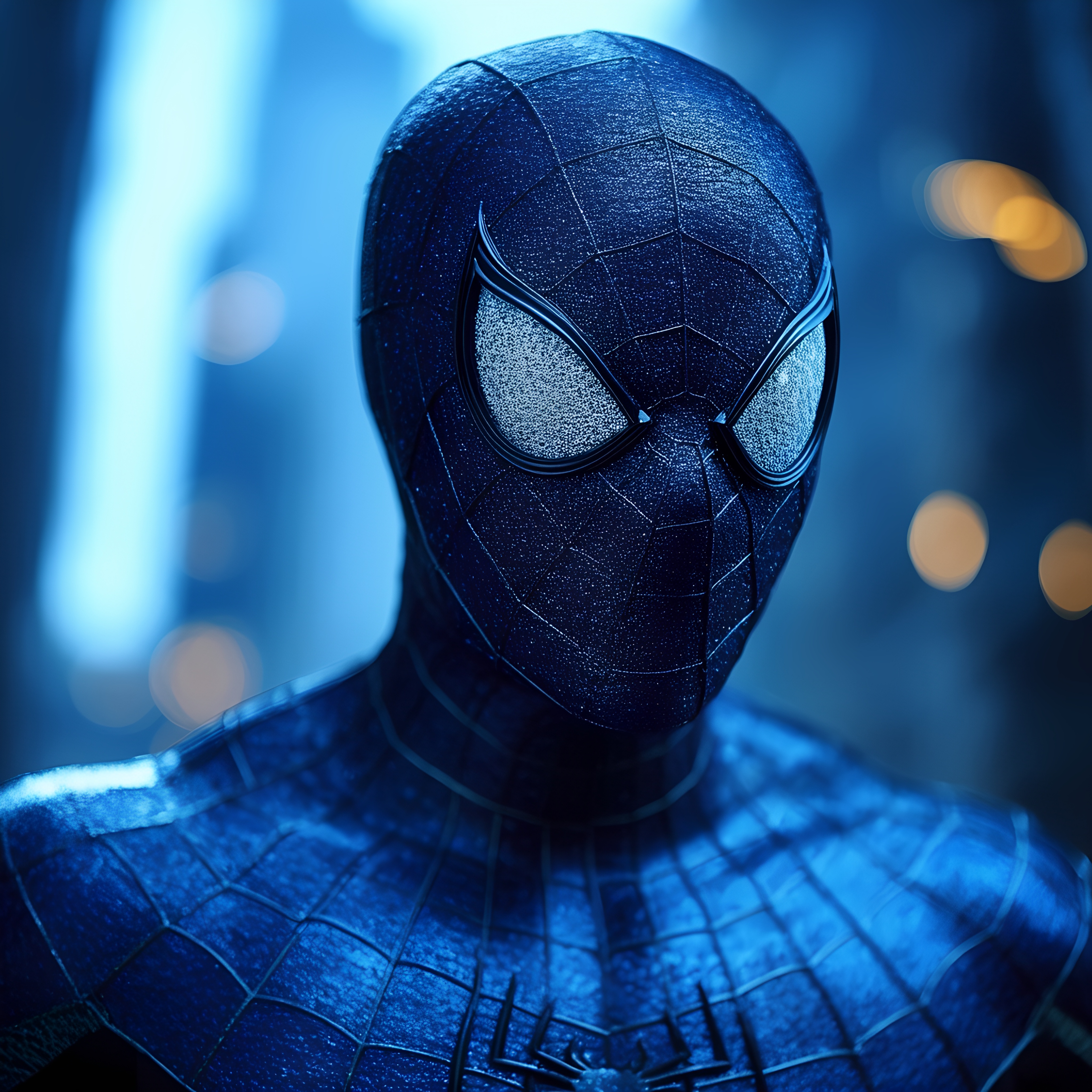Spider Man Blue Suit Closeup Portrait 4