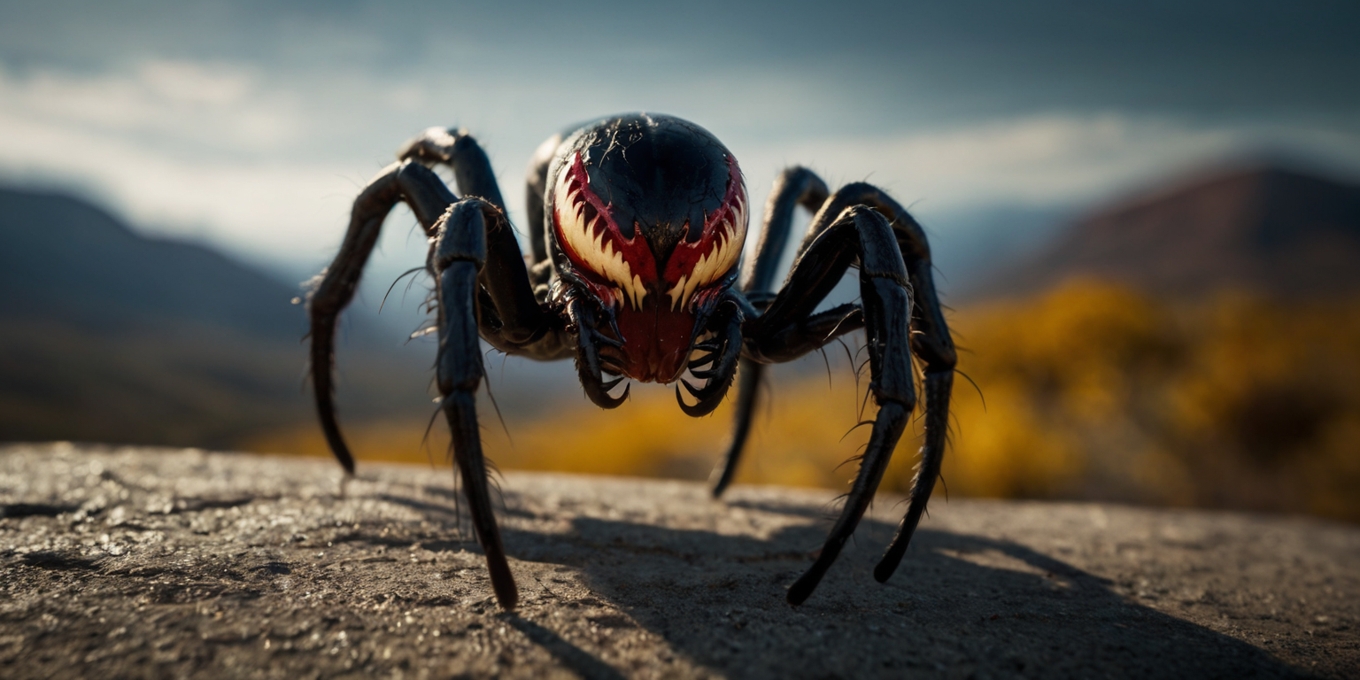 Venom Faced Spider Mountainous Background