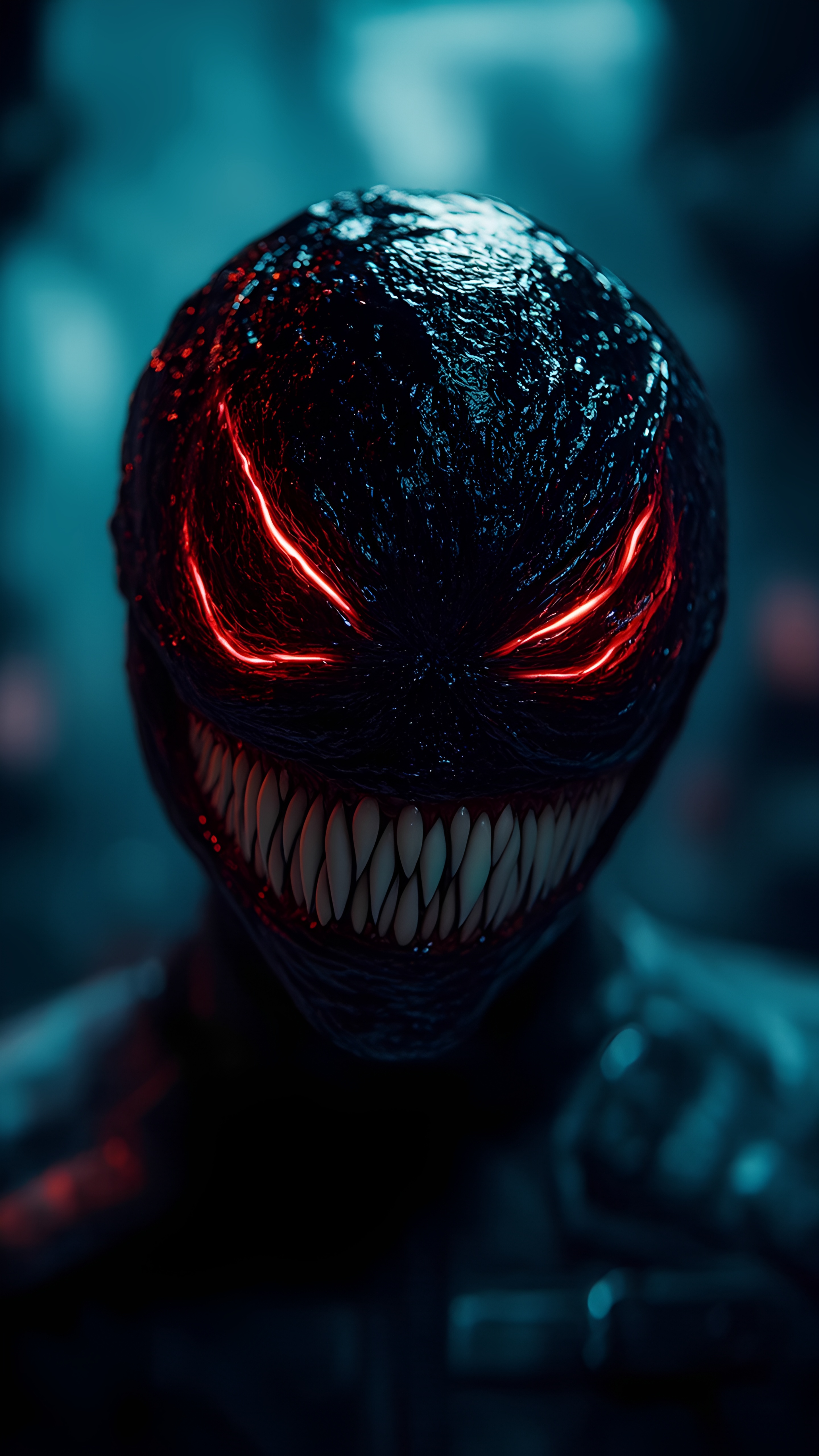 Venom Red Eyes Closeup Portrait