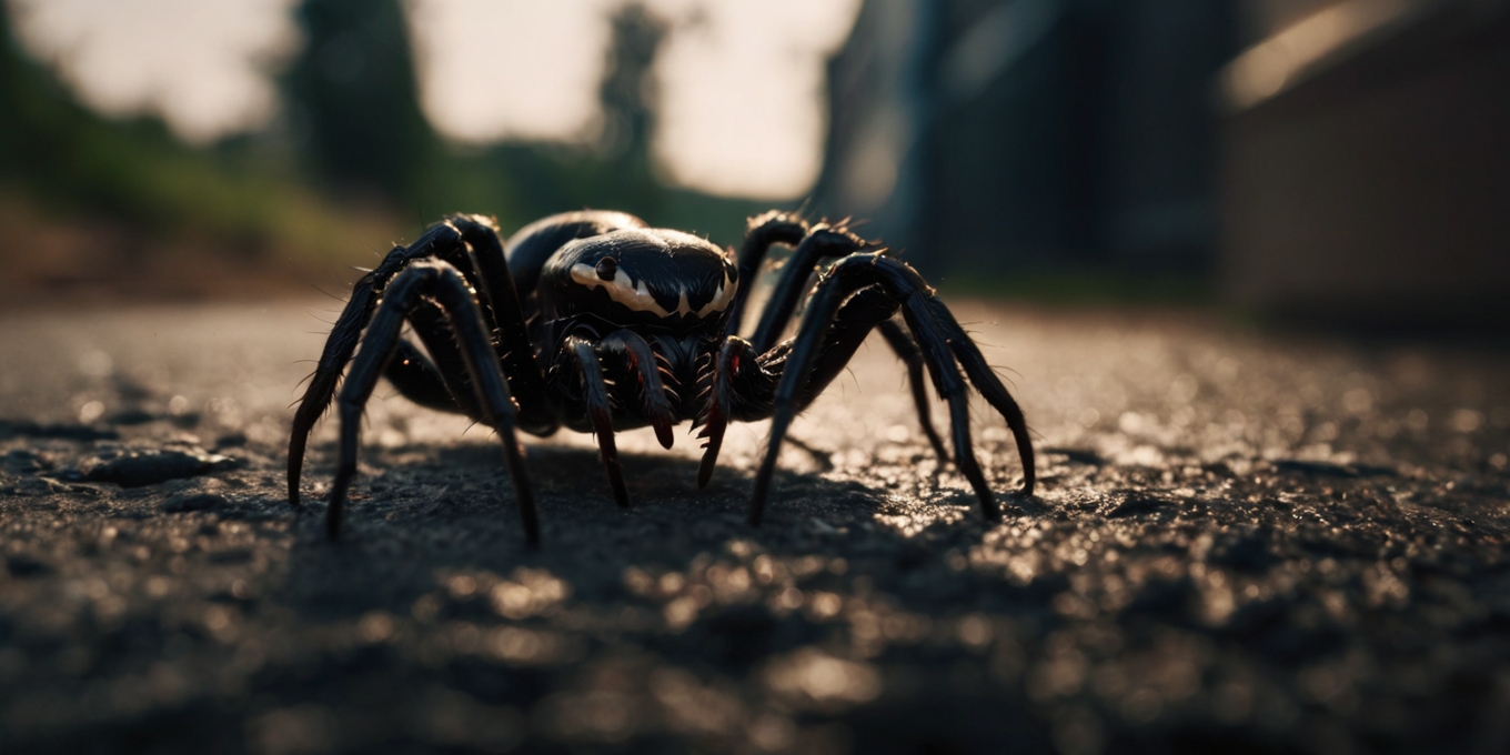 Venom Styled Black Spider On Road
