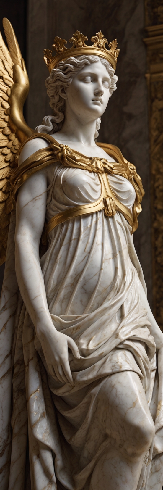 Angel Marble Sculpture Golden Crown 2