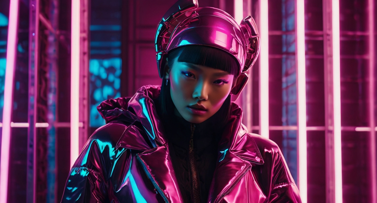 Cyberpunk Fashion Model Metallic Jacket 1