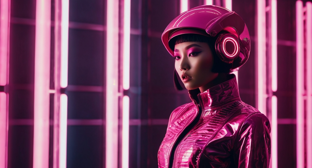 Cyberpunk Fashion Model Metallic Jacket 2