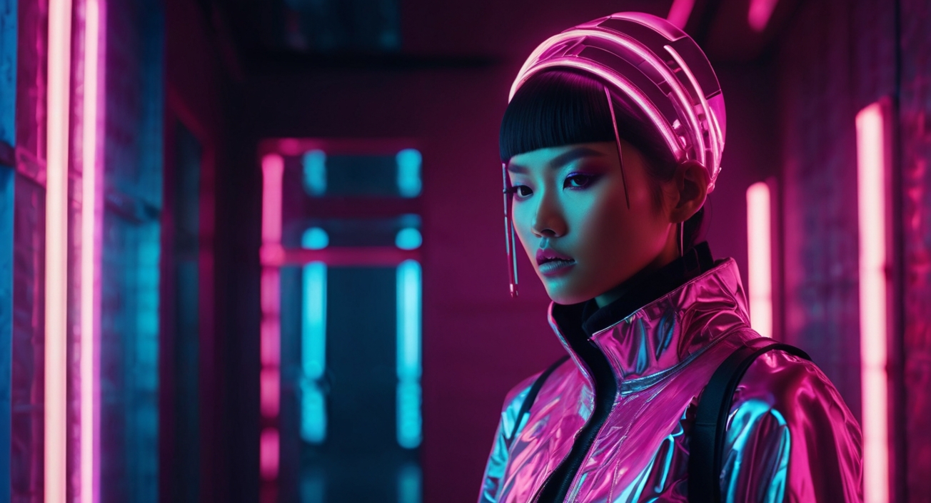 Cyberpunk Fashion Model Metallic Jacket 3