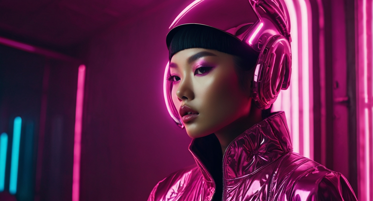 Cyberpunk Fashion Model Metallic Jacket 4