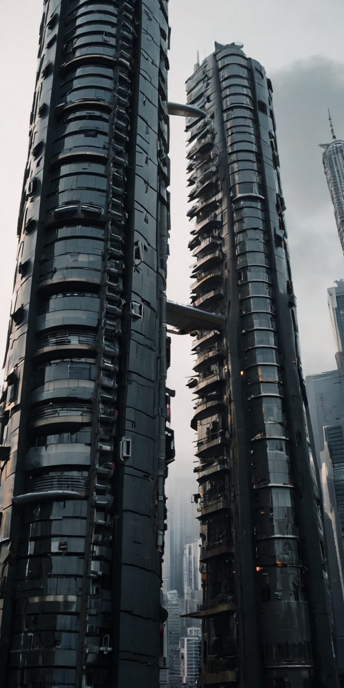 Futuristic Skyscraper Metallic Curved Facade 4