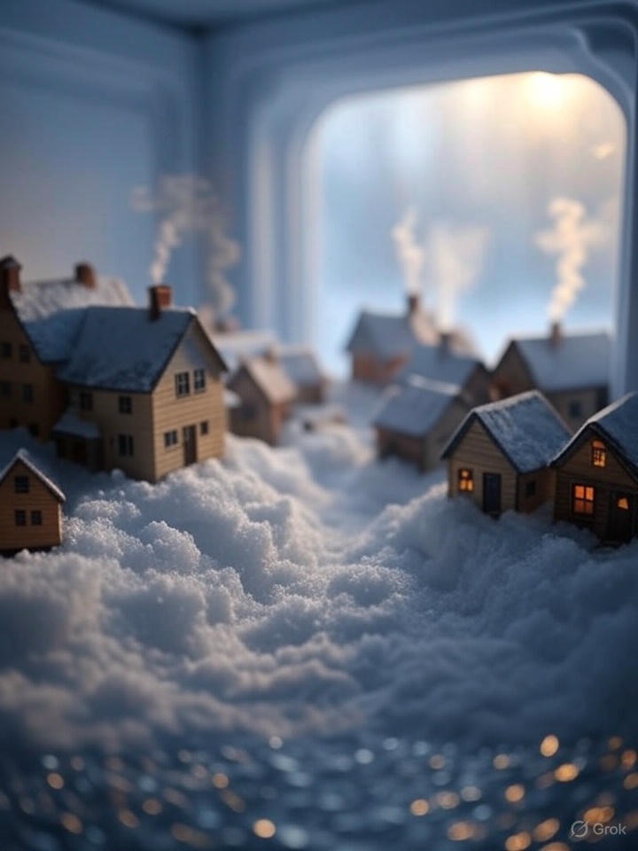 Miniature Winter Forest Village Snow 1
