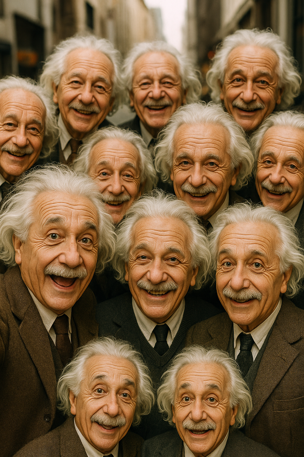 Multiple Identical Elderly Men Portrait