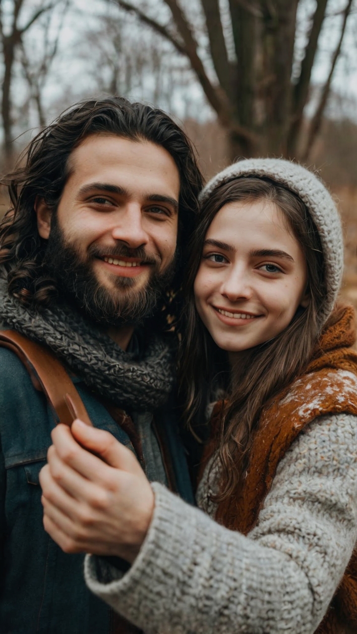 Smiling Couple Close Portrait Forest 2