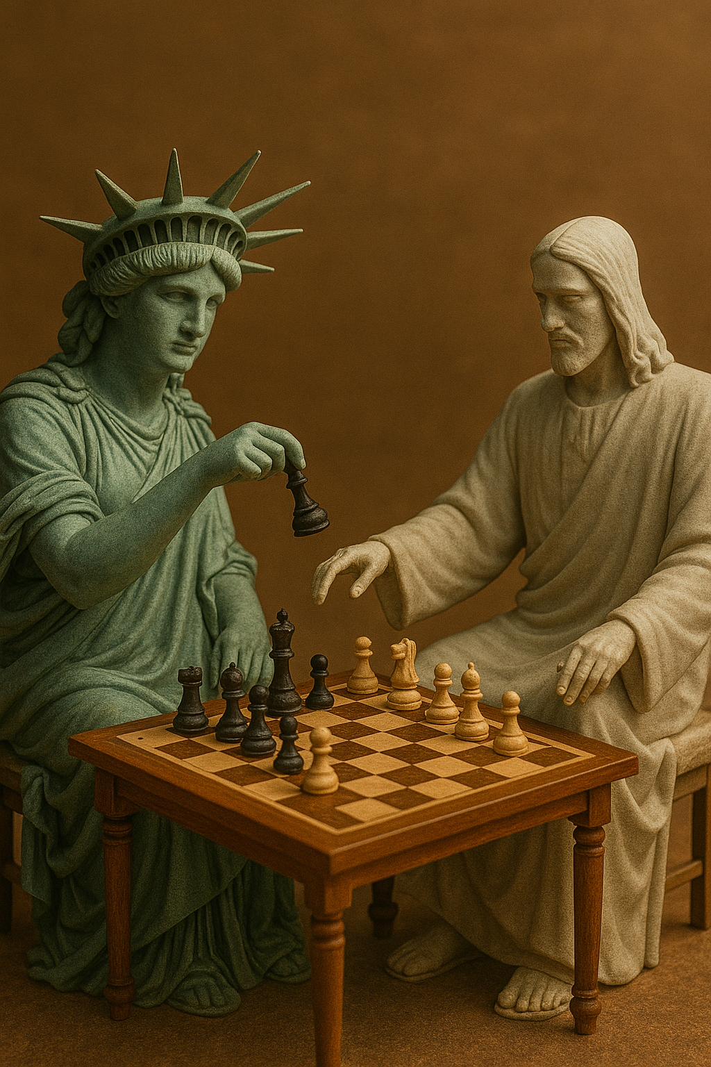 Statue Liberty Jesus Chess
