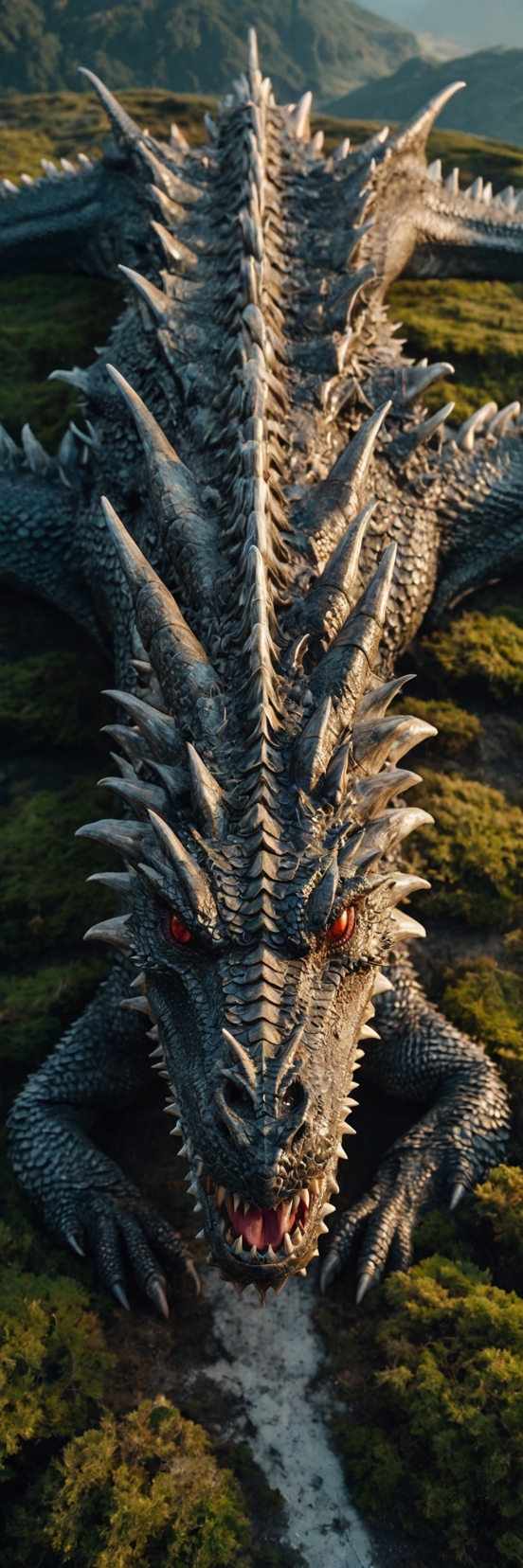 Giant Dragon Aerial View Over Mountains 1
