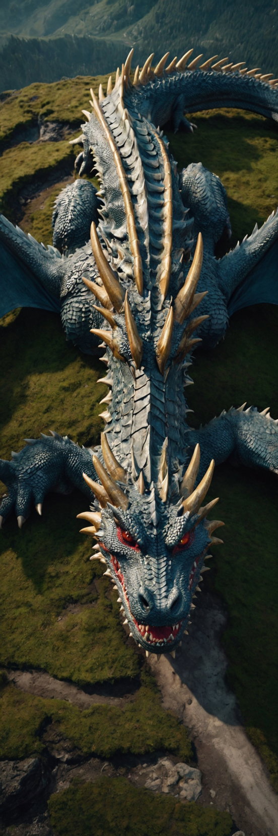 Giant Dragon Aerial View Over Mountains 2