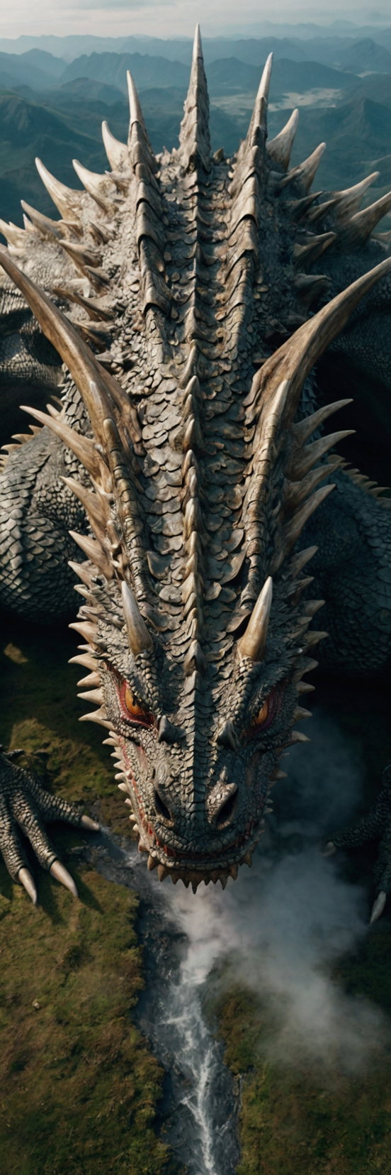 Giant Dragon Aerial View Over Mountains 3