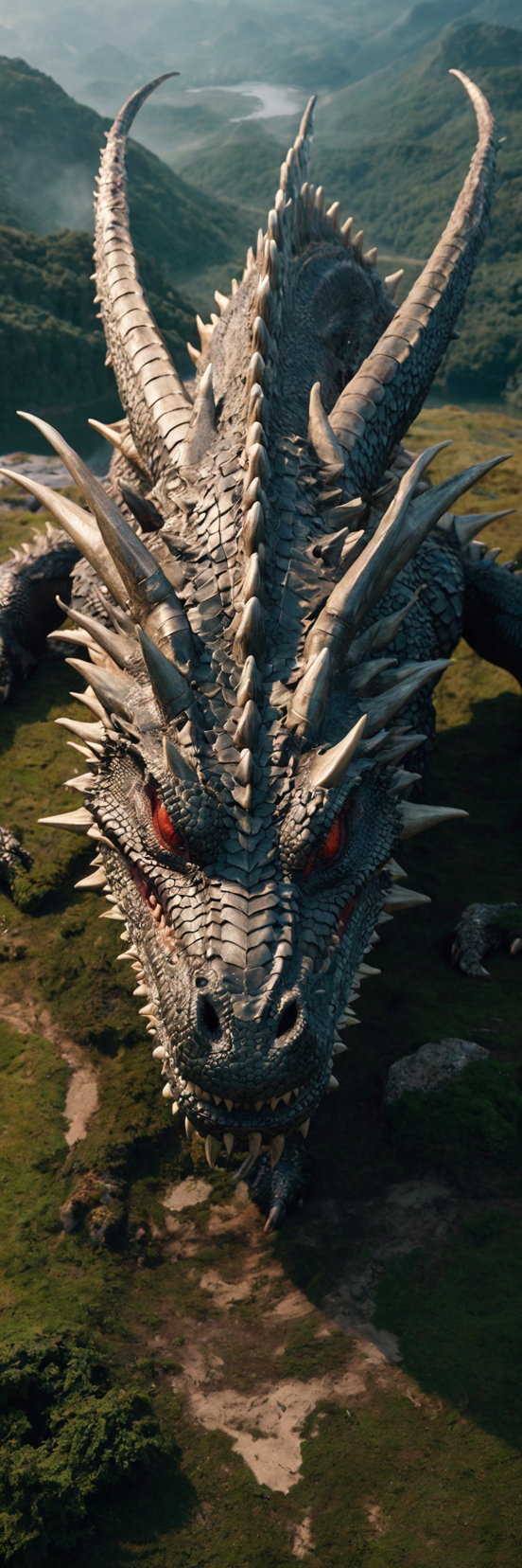 Giant Dragon Aerial View Over Mountains 4