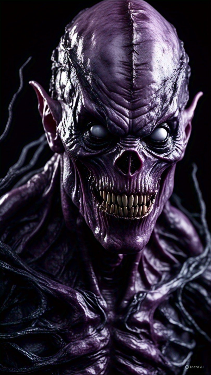 Glistening Purple Alien Creature With Sharp Fangs And Glowing Eyes 2