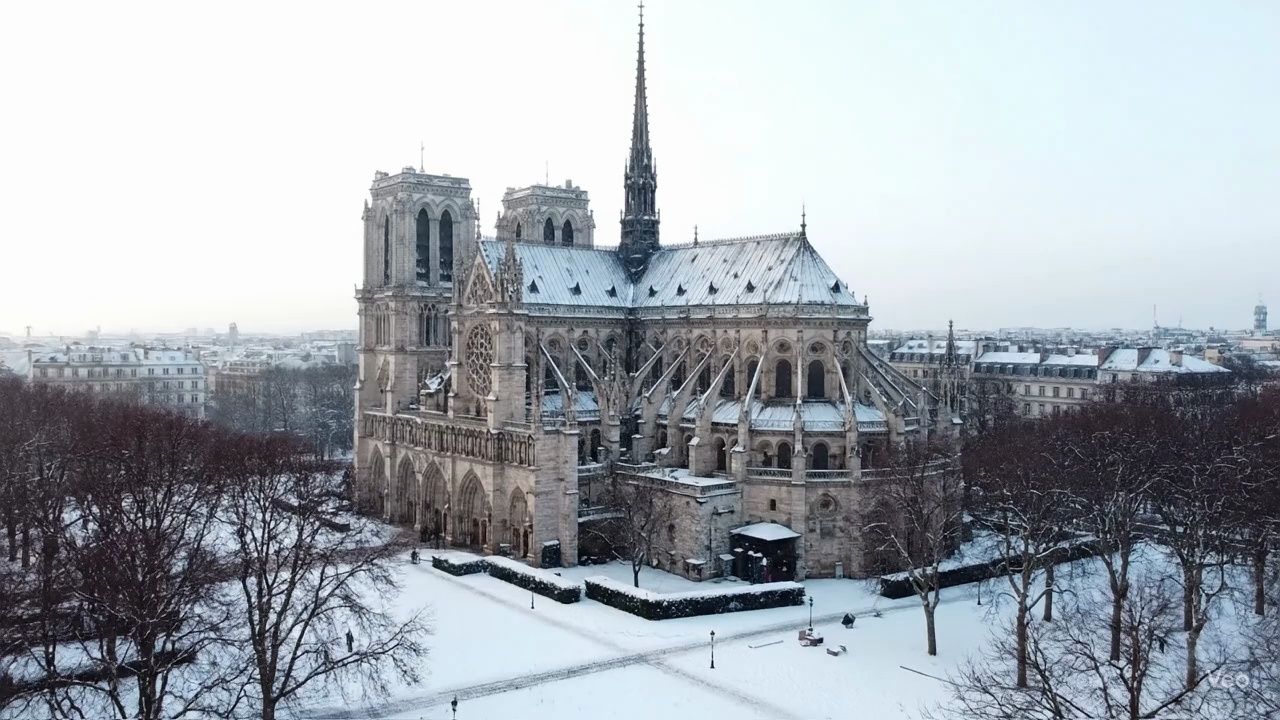 Notre Dame Cathedral Covered In Snow Video – video thumbnail