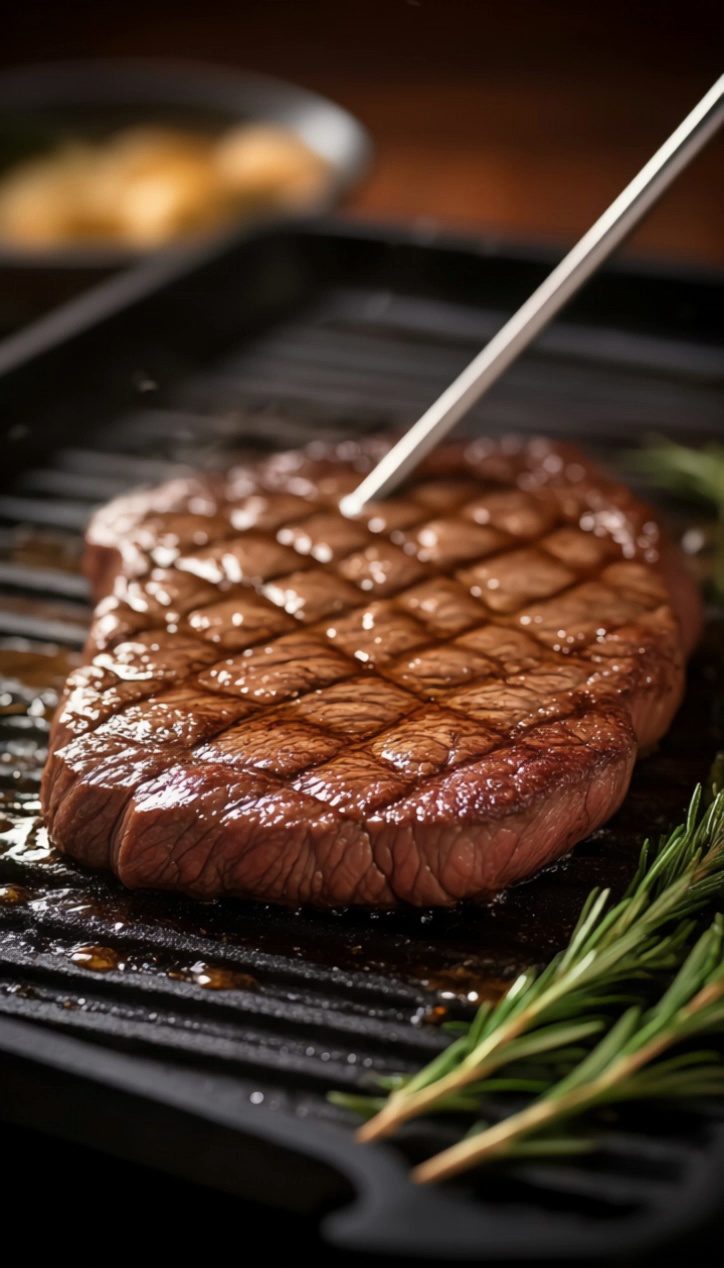 Sizzling Steak On Hot Pan With Grill Marks Video 1 – video thumbnail