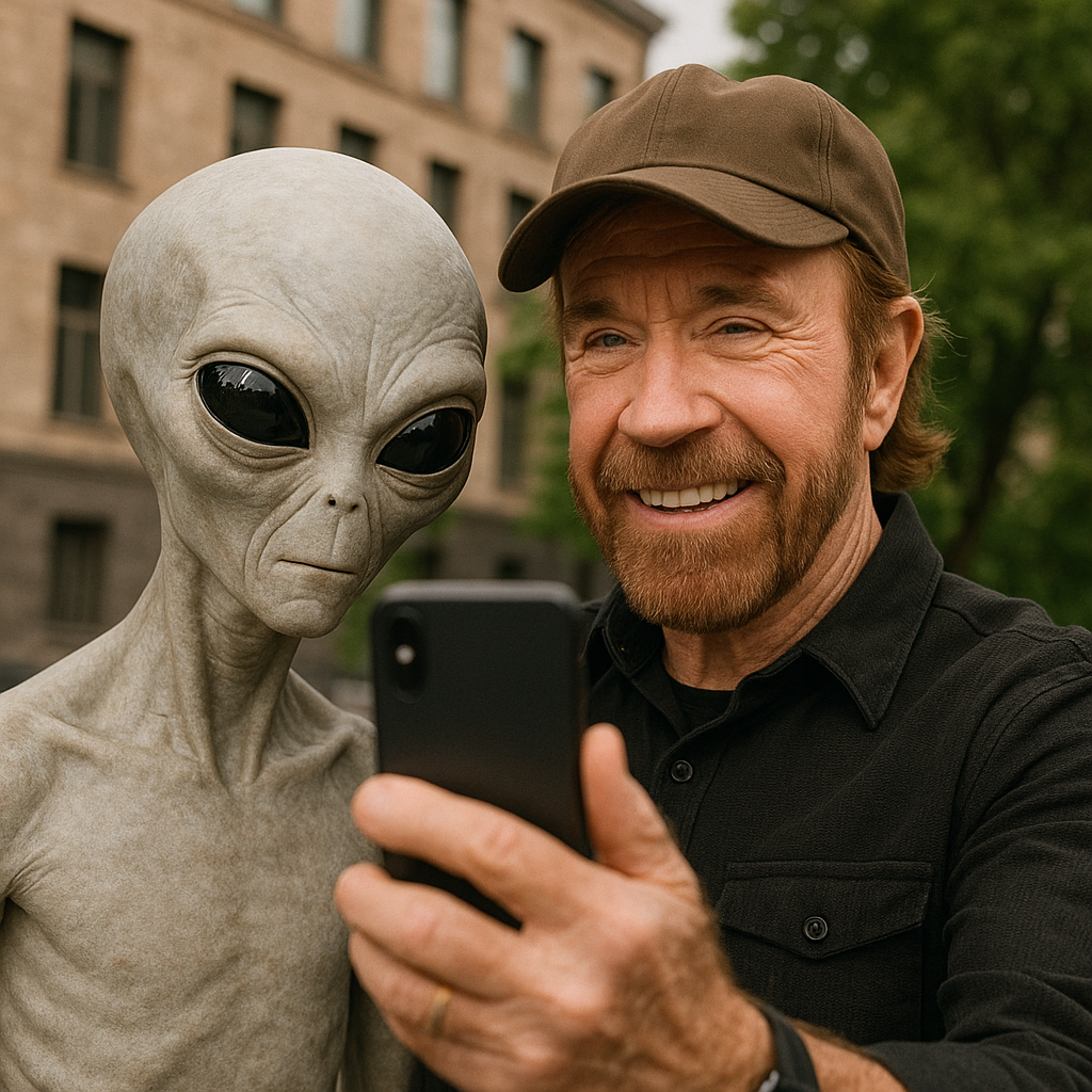Chuck Norris Alien Selfie Pose