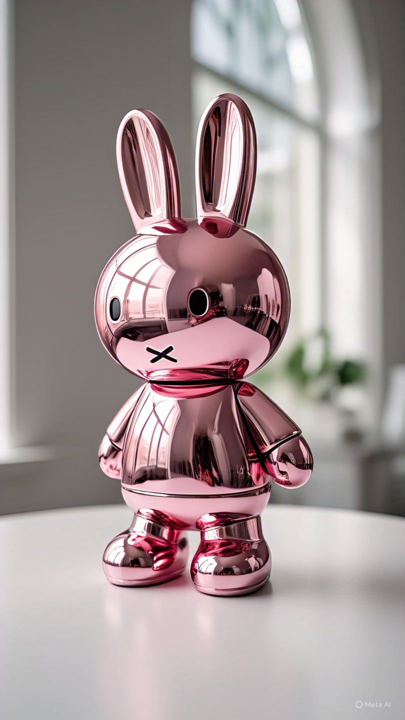 Metallic Bunny Figurine Pink 1