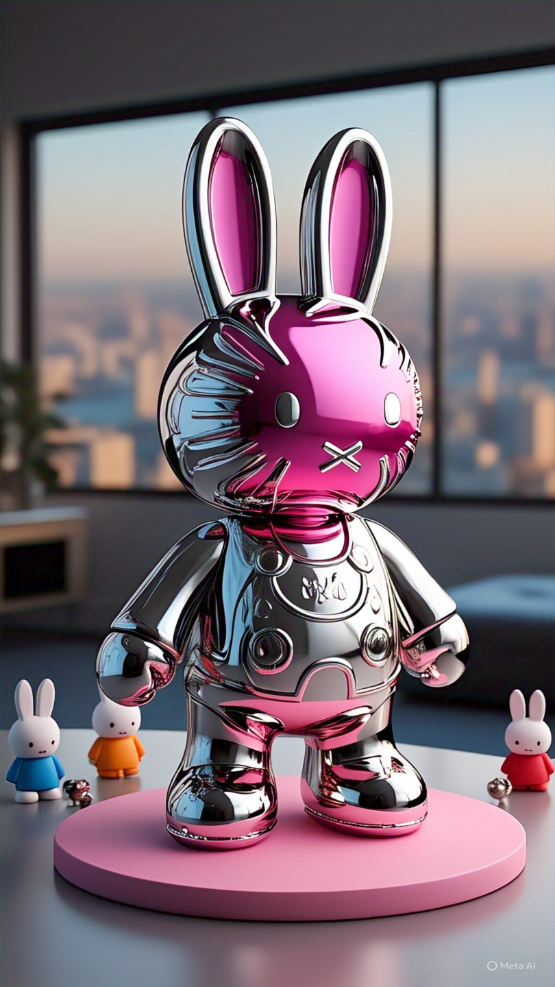 Metallic Bunny Figurine Pink 2