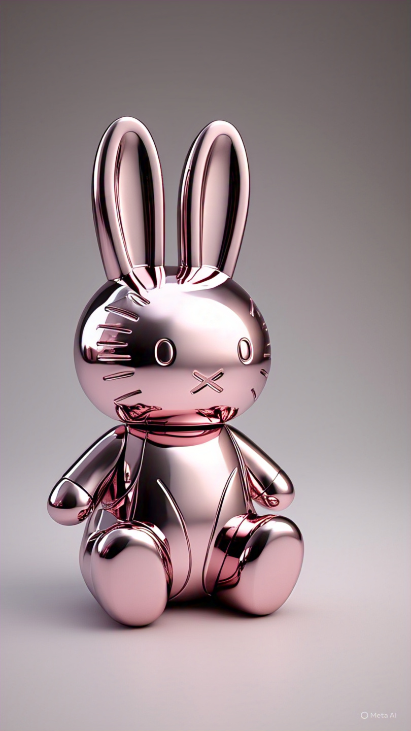 Metallic Bunny Figurine Pink 3