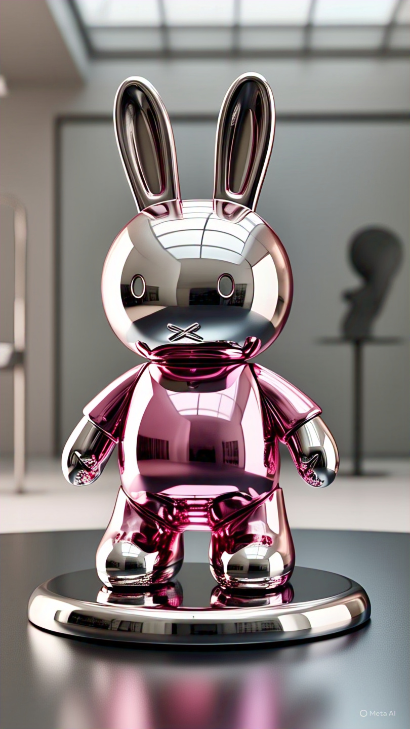Metallic Bunny Figurine Pink 4