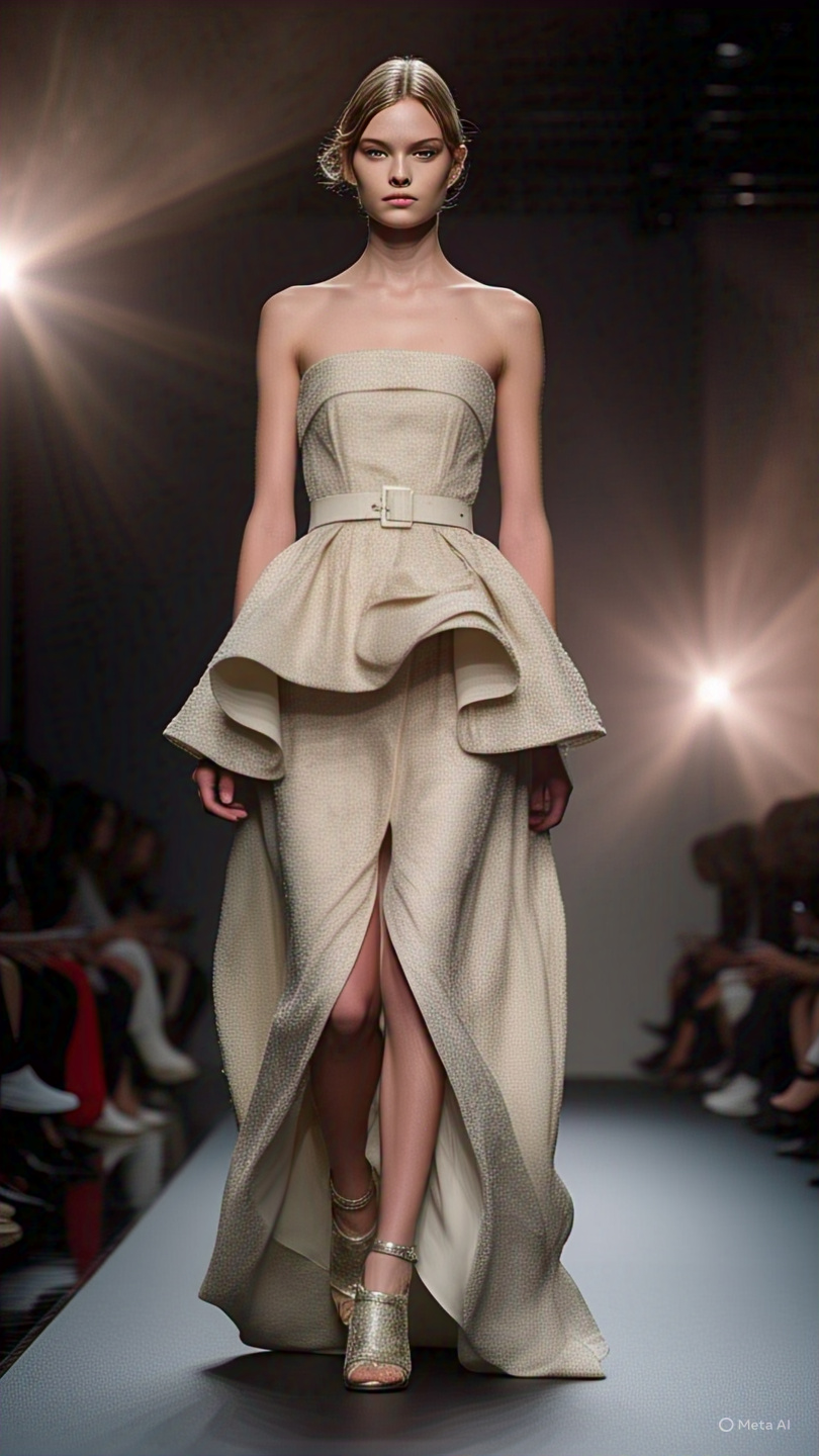 Beige Couture Fashion Runway Model 1