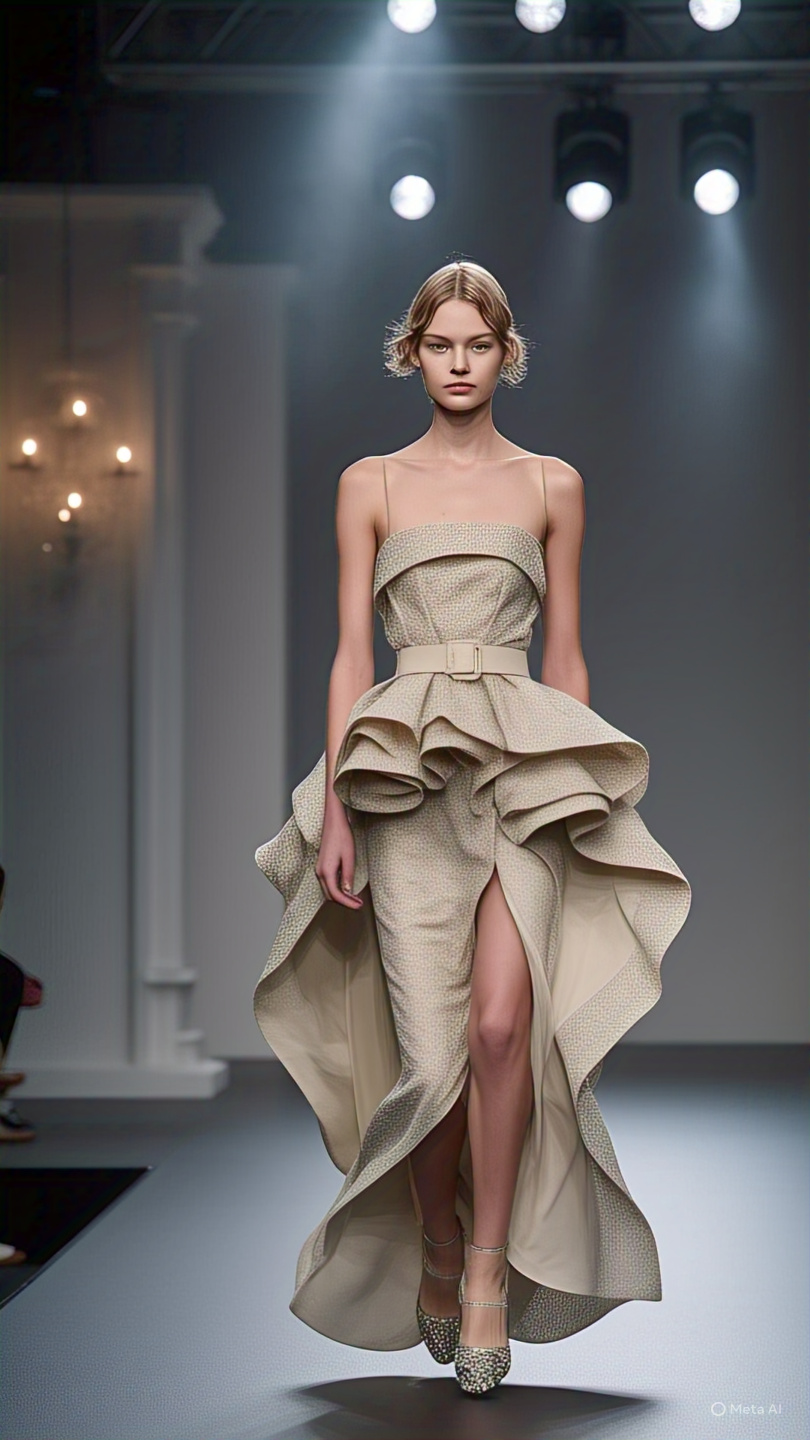 Beige Couture Fashion Runway Model 2