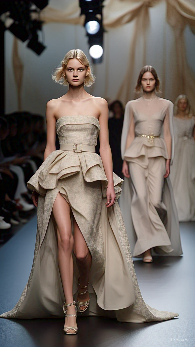 Beige Couture Fashion Runway Model 3