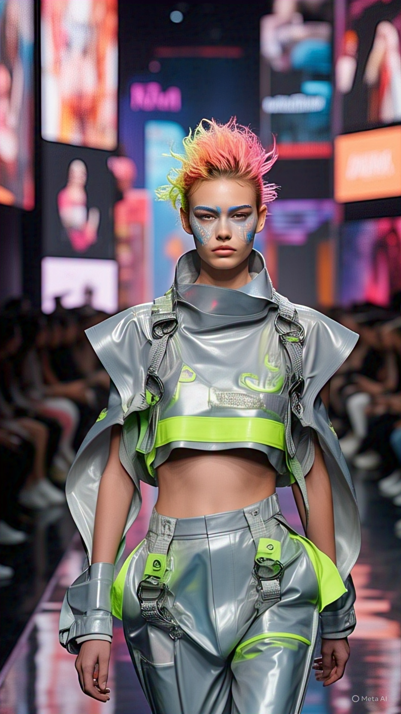 Cyberpunk Futuristic Fashion Runway Model 1