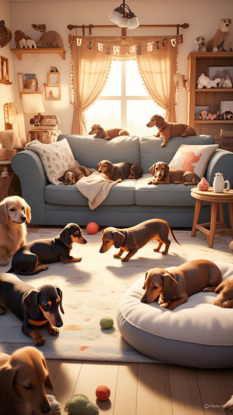 Dachshunds Cozy Living Room