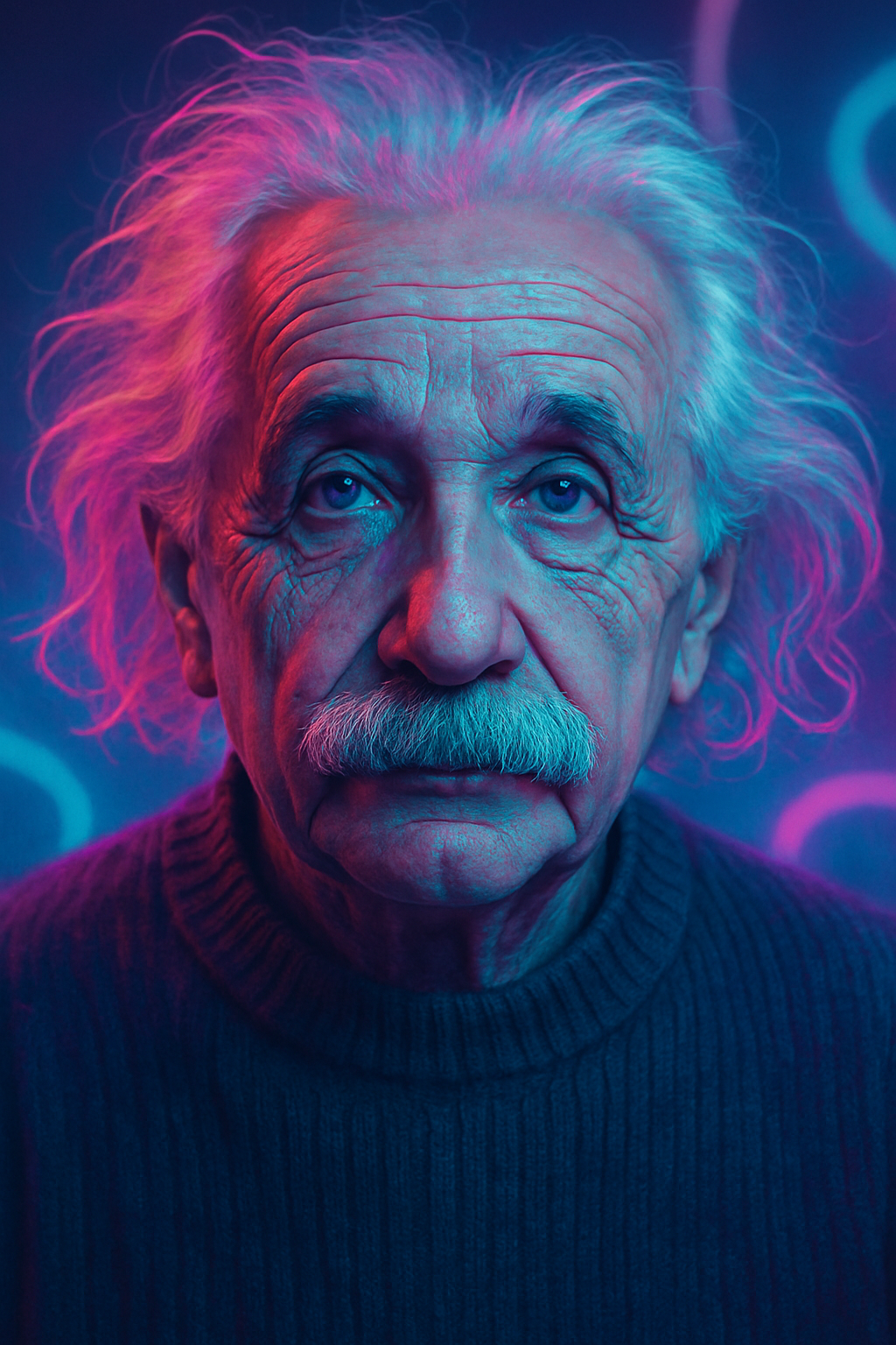 Einstein Inspired Physicist Neon Portrait