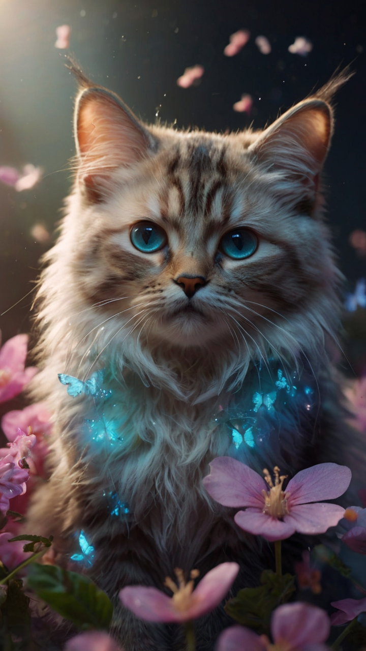 Enchanted Cat Butterflies Portrait 2