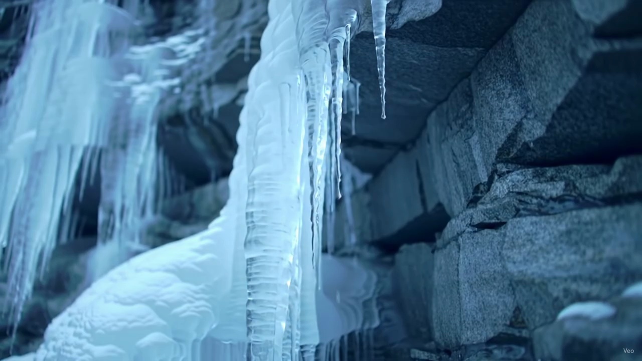 Frozen Icicles Rocky Cliff Winter Video 1 Thumbnail