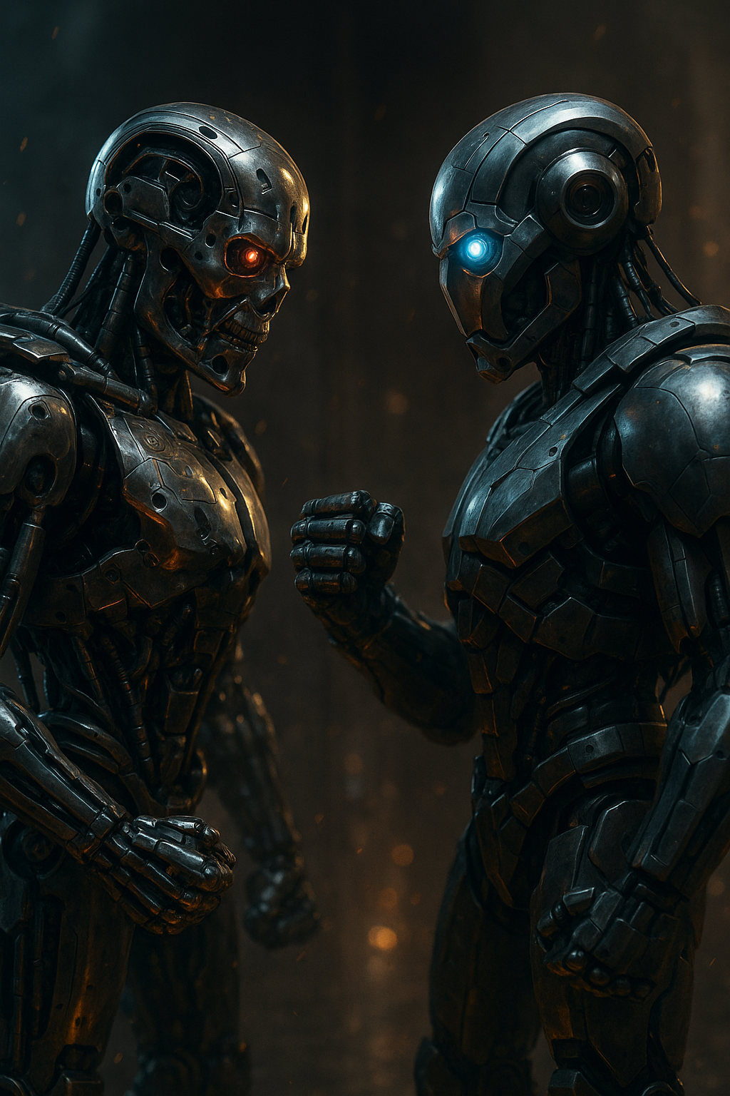 Futuristic Robots Faceoff Industrial Fight Scene 1