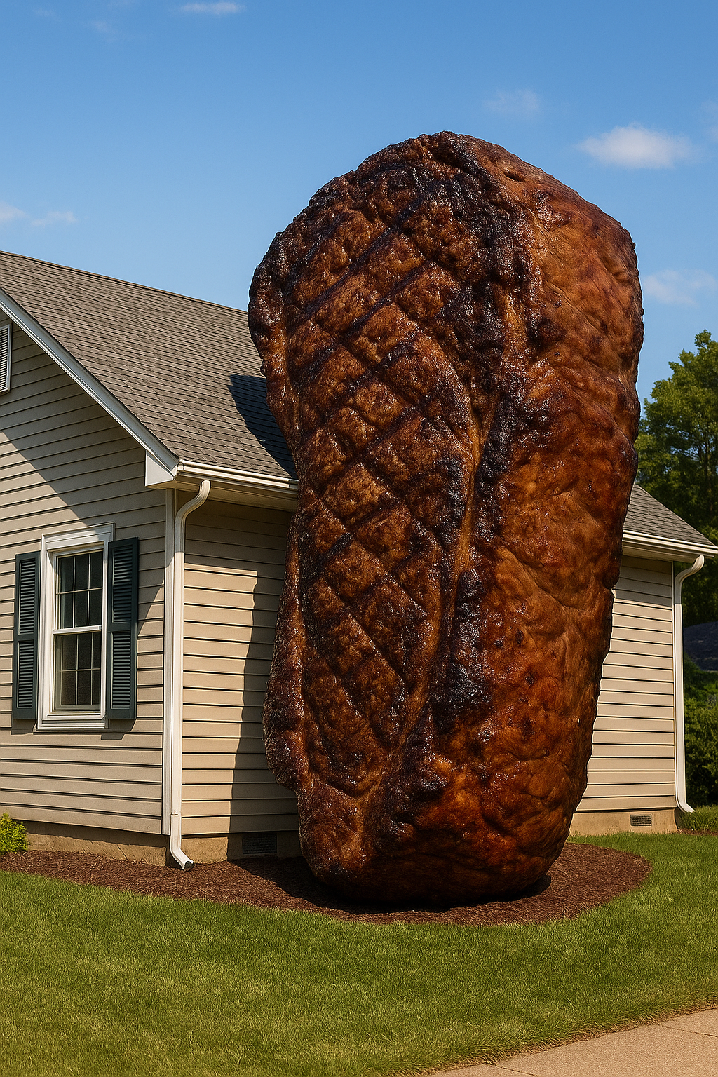 Giant Steak Beside House 1
