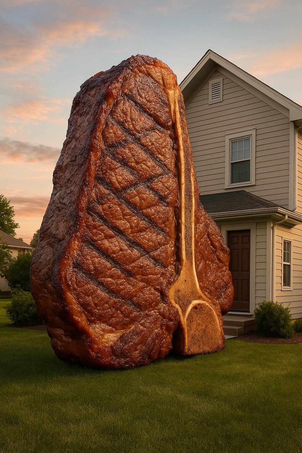 Giant Steak Beside House 2