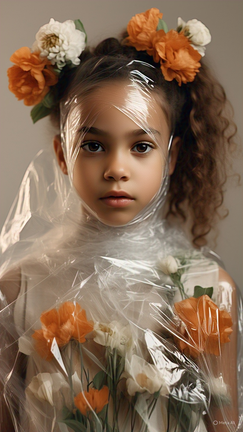 Girl Flowers Plastic Veil Portrait 3