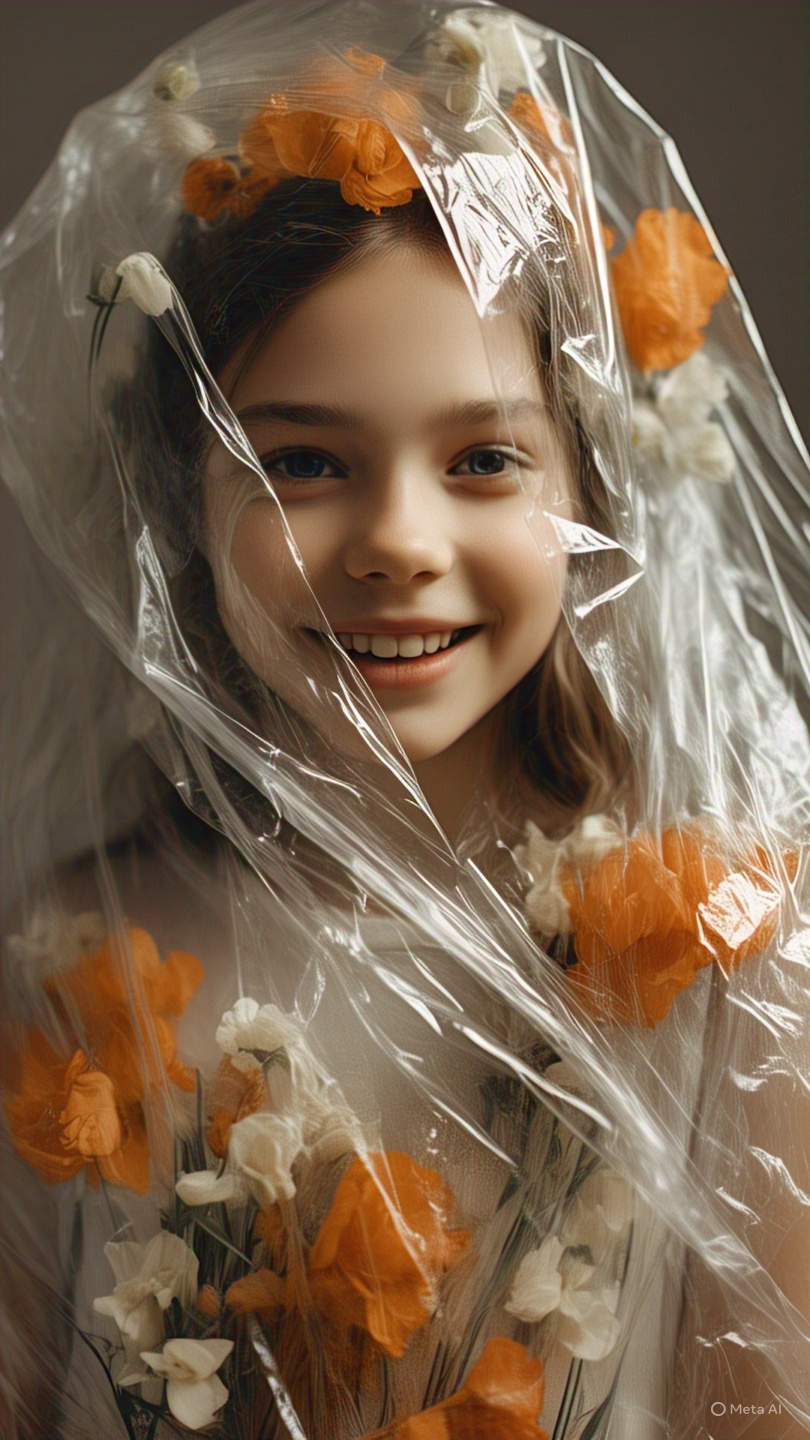 Girl Flowers Plastic Veil Portrait 4