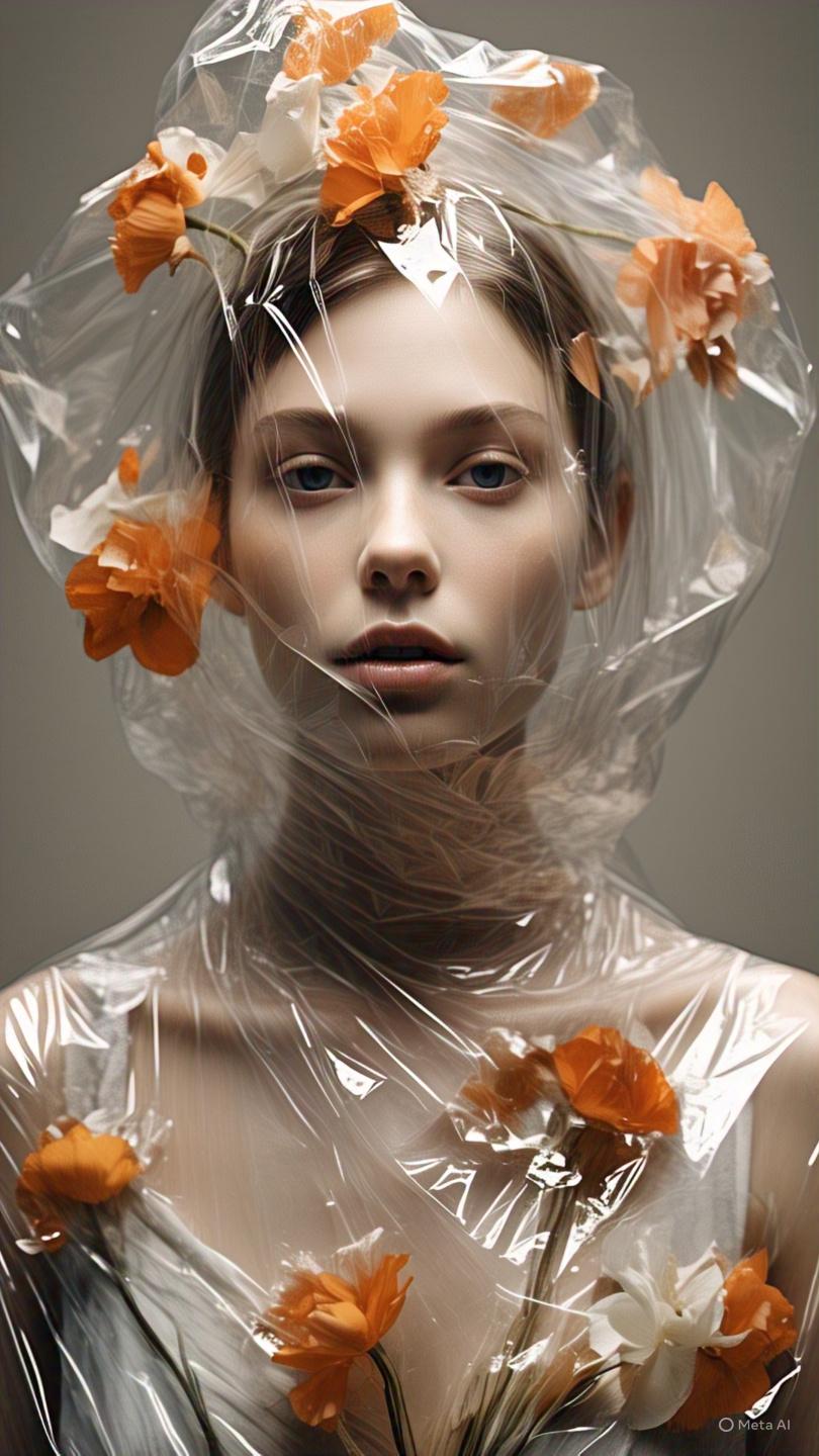 Girl Flowers Plastic Veil Portrait 8