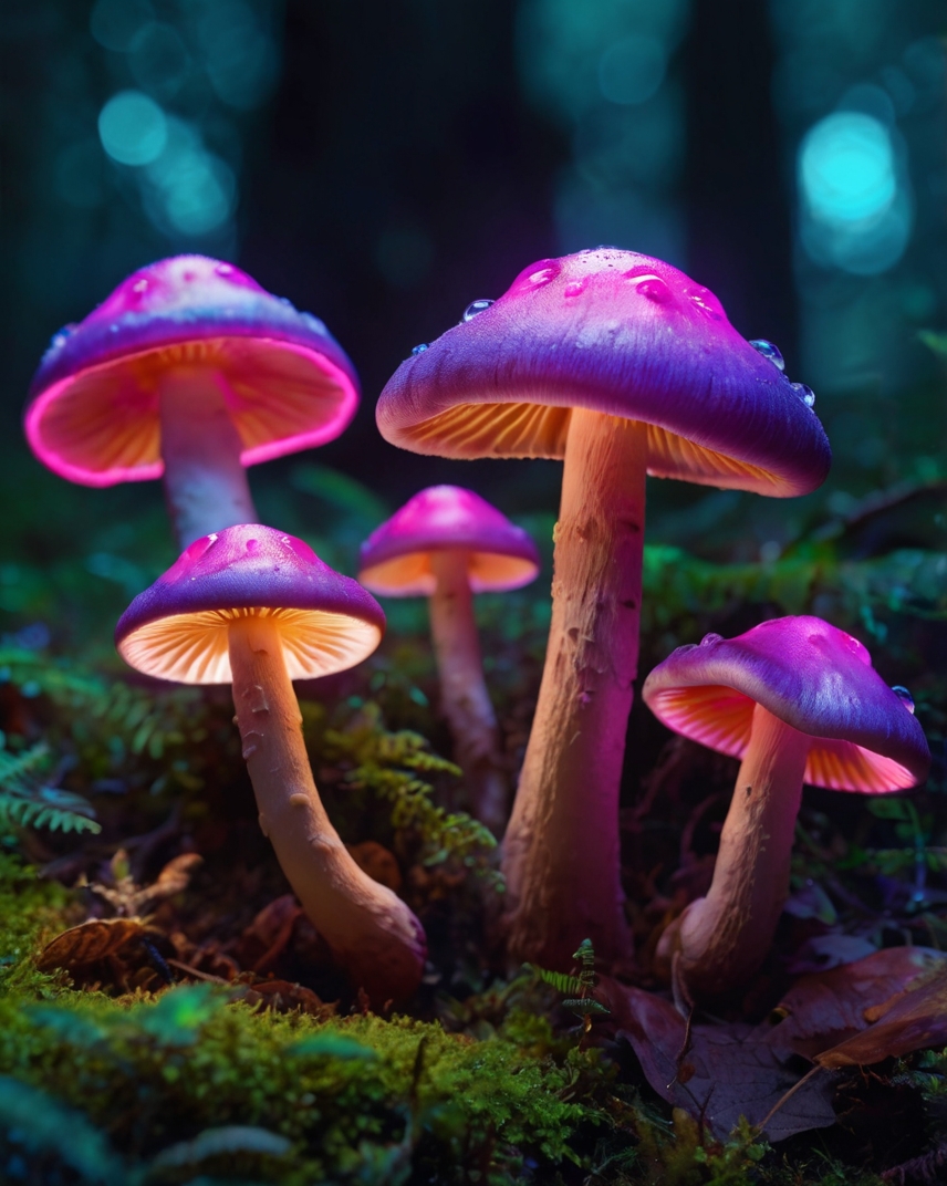 Glowing Fantasy Mushrooms Purple Forest 1