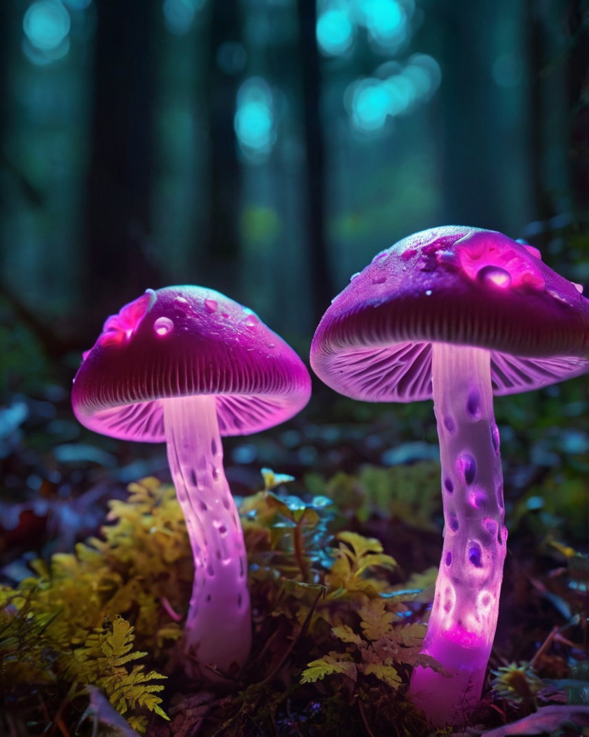 Glowing Fantasy Mushrooms Purple Forest 2