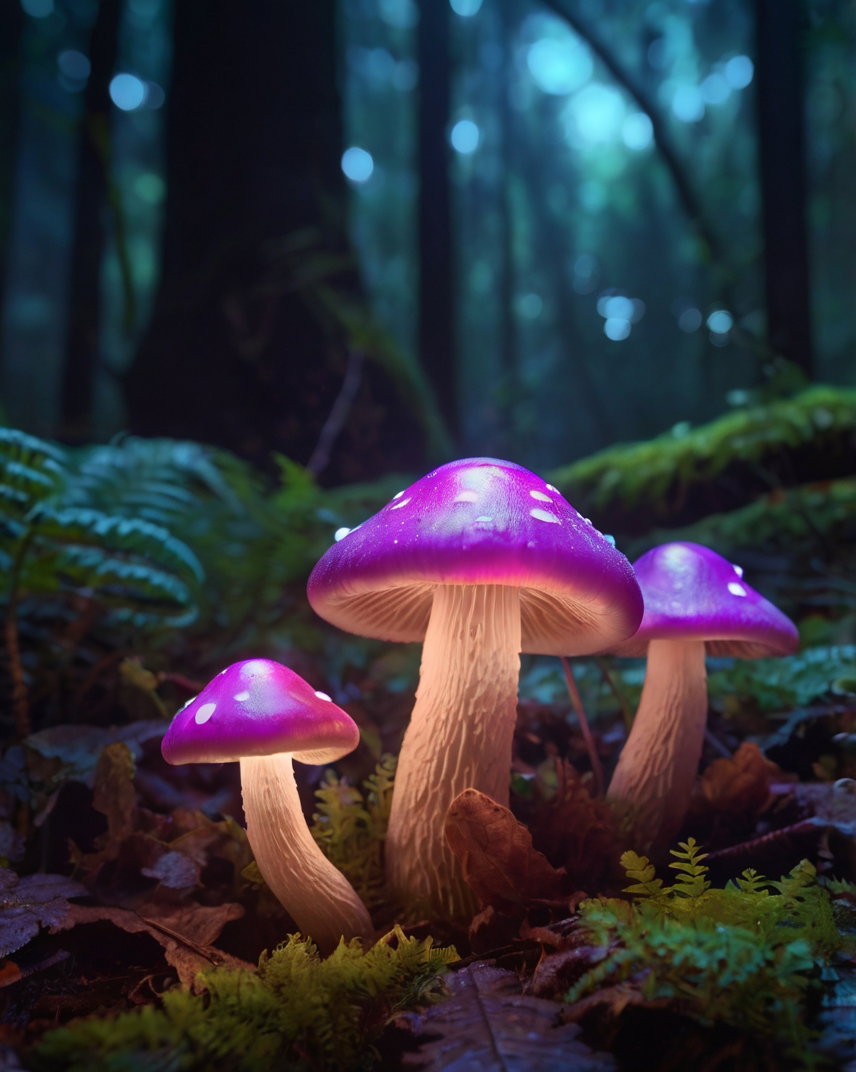 Glowing Fantasy Mushrooms Purple Forest 3