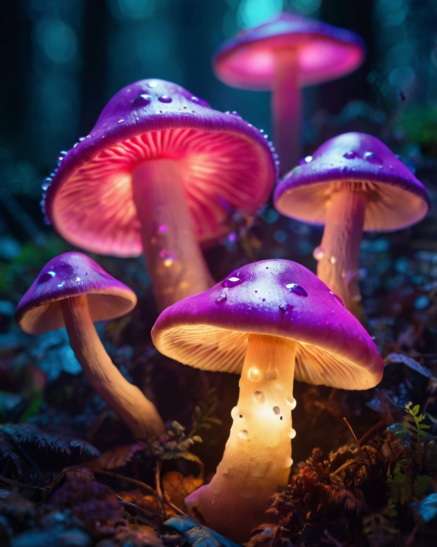 Glowing Fantasy Mushrooms Purple Forest 4