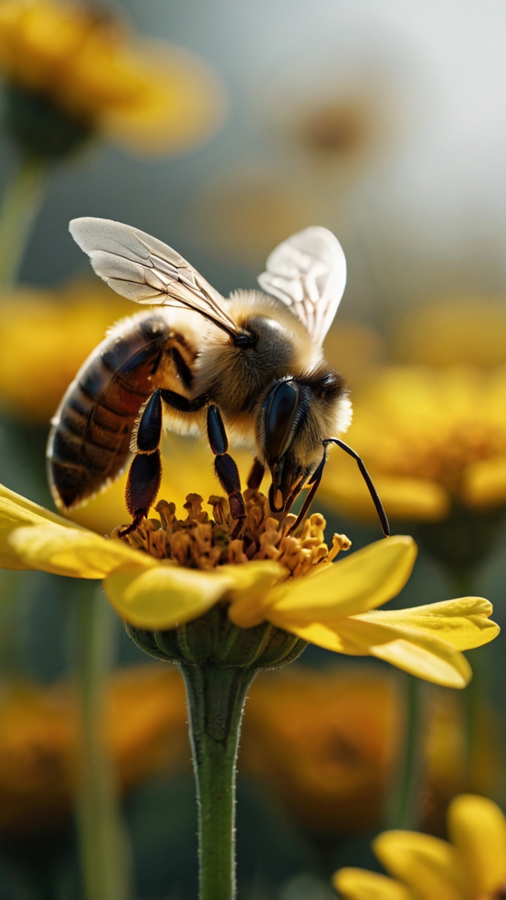 Honeybee Yellow Flower Macro 1