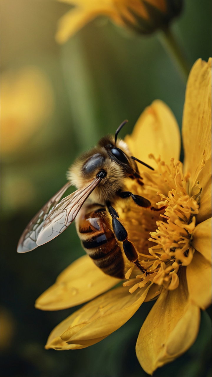 Honeybee Yellow Flower Macro 2