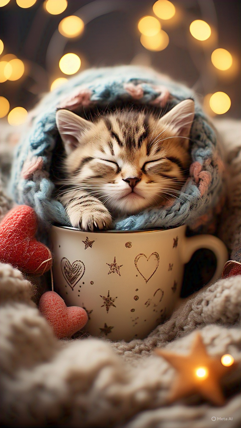 Kitten Sleeping Mug Cozy 1