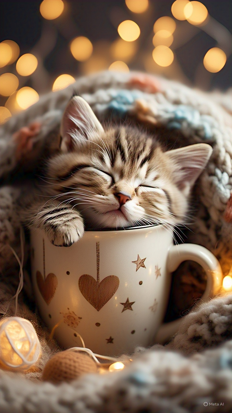 Kitten Sleeping Mug Cozy 2