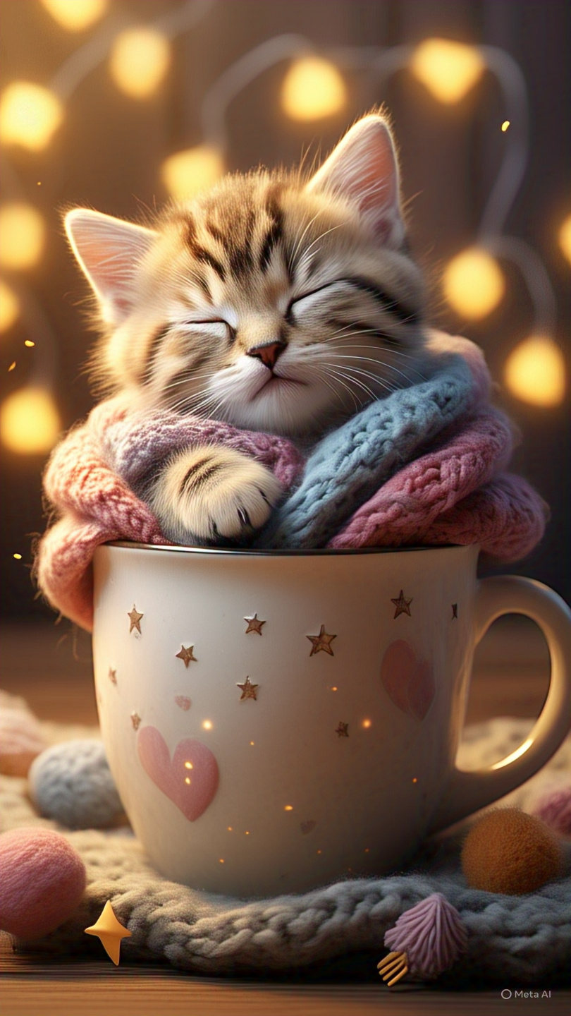 Kitten Sleeping Mug Cozy 3