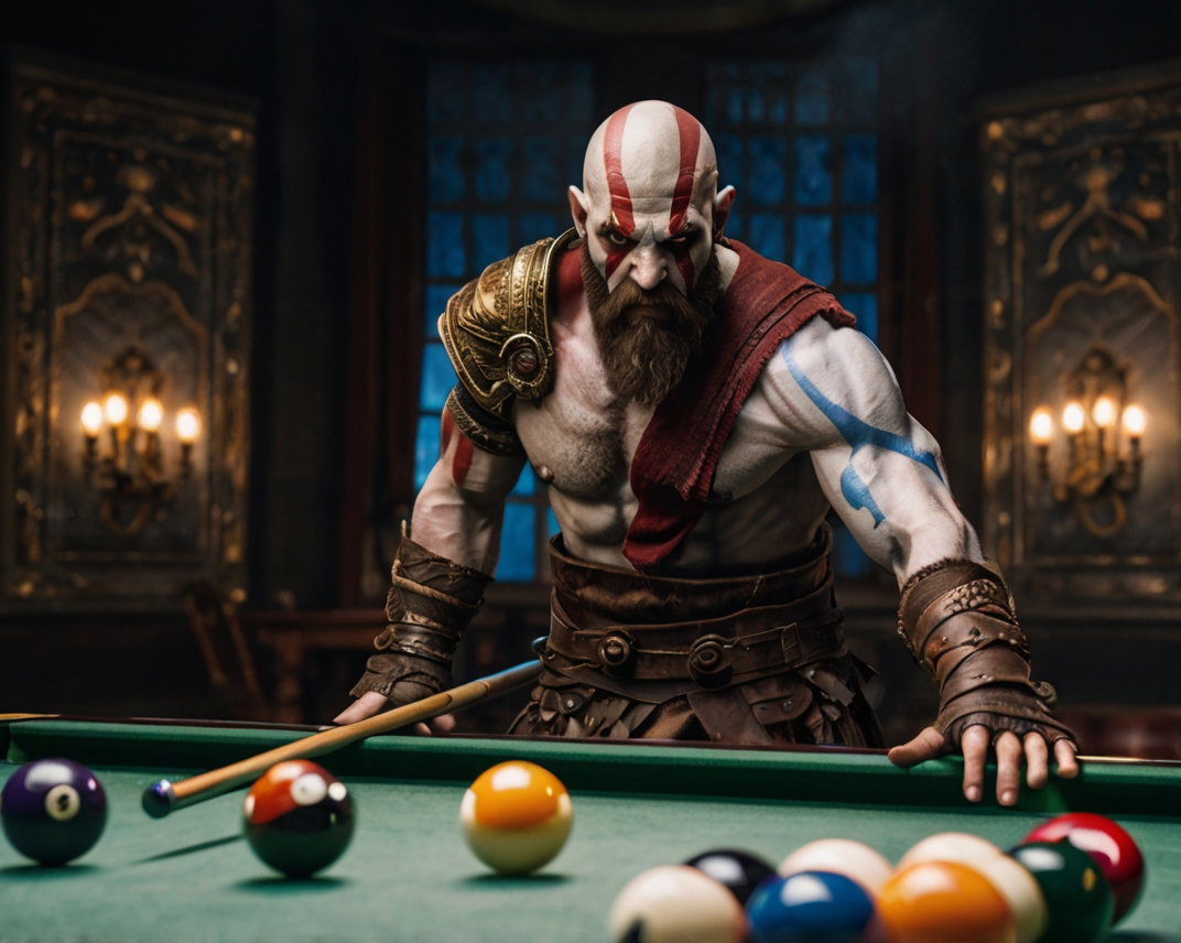 Kratos God Of War Playing Billiards 2